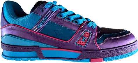 louis vuitton trainer purple teal metallic|Louis Vuitton lv trainer shoes.